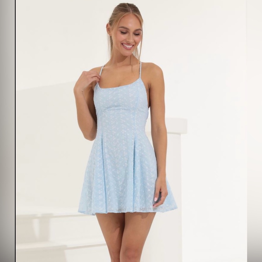 Lucy in the Sky Light Blue Floral Mini Dress